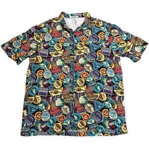 Walt Disney World Parks &Attractions Button Up Vent Back Men's Camp Shirt-Size L
